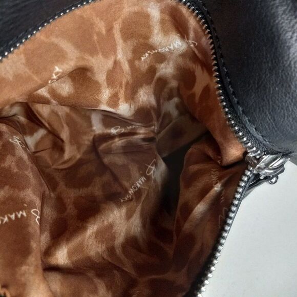 B. Makowsky Black Leather Shoulder bag Cottagecore Grandmacore - Picture 9 of 10